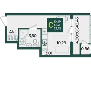 Студия квартира, вторичка, 23м2, 3/18 этаж