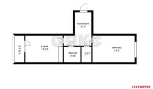 1-к квартира, вторичка, 51м2, 11/22 этаж