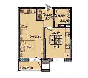 1-к квартира, вторичка, 41м2, 4/18 этаж