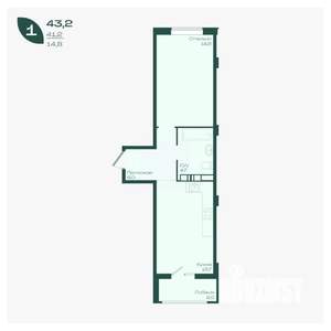 1-к квартира, вторичка, 43м2, 5/18 этаж