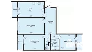 3-к квартира, вторичка, 91м2, 6/16 этаж