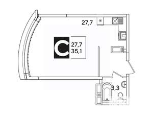 Студия квартира, вторичка, 35м2, 11/16 этаж