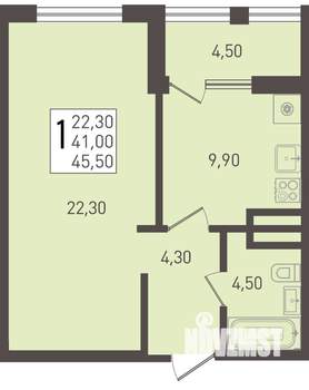 1-к квартира, вторичка, 46м2, 7/8 этаж