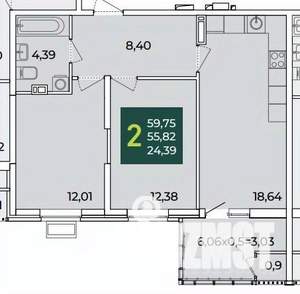 1-к квартира, вторичка, 45м2, 15/18 этаж