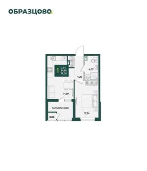 1-к квартира, вторичка, 38м2, 5/18 этаж