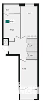 2-к квартира, вторичка, 66м2, 8/9 этаж