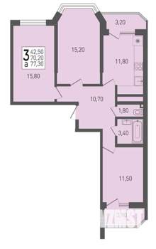 3-к квартира, вторичка, 77м2, 4/24 этаж