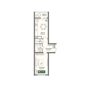 1-к квартира, вторичка, 38м2, 1/10 этаж