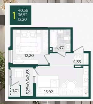 1-к квартира, вторичка, 41м2, 13/22 этаж