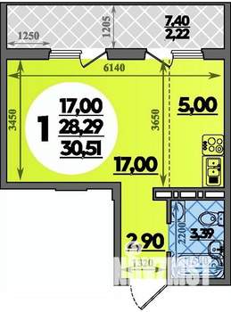 Студия квартира, строящийся дом, 31м2, 4/8 этаж