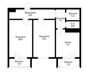 2-к квартира, вторичка, 62м2, 7/18 этаж
