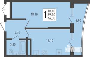 1-к квартира, вторичка, 46м2, 22/24 этаж