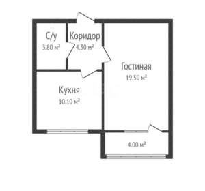 1-к квартира, вторичка, 30м2, 4/5 этаж