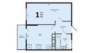 1-к квартира, вторичка, 36м2, 4/16 этаж