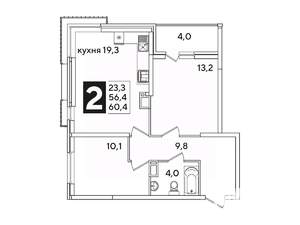 2-к квартира, вторичка, 60м2, 11/16 этаж