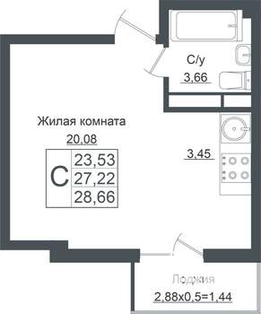 Студия квартира, вторичка, 29м2, 5/7 этаж