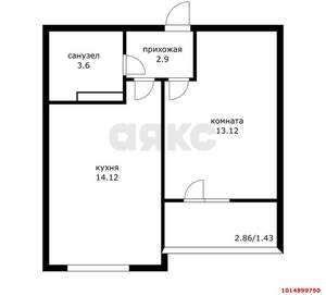 1-к квартира, вторичка, 34м2, 16/16 этаж