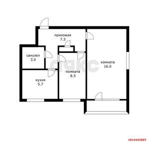 2-к квартира, вторичка, 42м2, 4/4 этаж