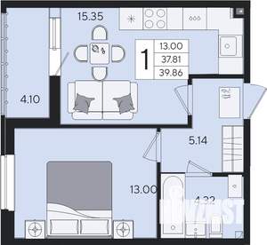 1-к квартира, вторичка, 40м2, 2/8 этаж