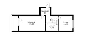 1-к квартира, вторичка, 46м2, 4/16 этаж