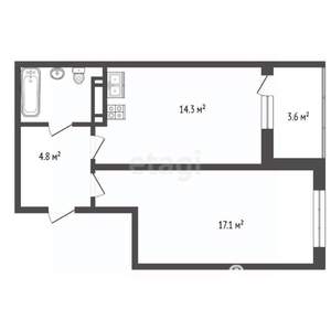 1-к квартира, вторичка, 40м2, 15/18 этаж