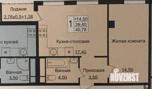 1-к квартира, вторичка, 42м2, 3/8 этаж