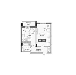 1-к квартира, вторичка, 37м2, 1/9 этаж
