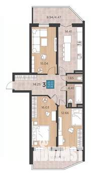 3-к квартира, сданный дом, 88м2, 2/17 этаж