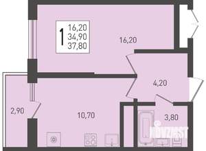 1-к квартира, строящийся дом, 38м2, 9/24 этаж