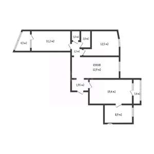 4-к квартира, вторичка, 83м2, 9/9 этаж
