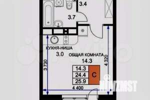 Студия квартира, вторичка, 31м2, 7/16 этаж