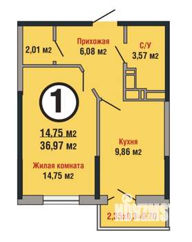 1-к квартира, вторичка, 34м2, 16/20 этаж