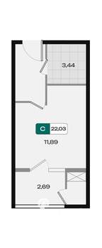 Студия квартира, вторичка, 22м2, 1/18 этаж
