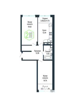 2-к квартира, вторичка, 67м2, 15/24 этаж