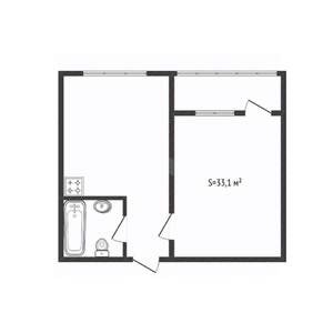 1-к квартира, вторичка, 33м2, 7/12 этаж