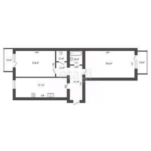 2-к квартира, вторичка, 61м2, 2/5 этаж