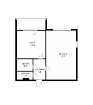 1-к квартира, вторичка, 39м2, 1/10 этаж