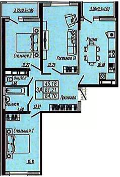 3-к квартира, вторичка, 85м2, 20/20 этаж