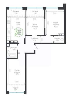 3-к квартира, вторичка, 85м2, 7/24 этаж
