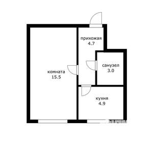 1-к квартира, вторичка, 28м2, 1/2 этаж