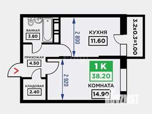 1-к квартира, вторичка, 40м2, 6/19 этаж