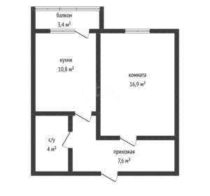 1-к квартира, вторичка, 39м2, 13/18 этаж