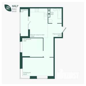 2-к квартира, вторичка, 56м2, 3/18 этаж