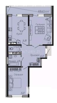 2-к квартира, вторичка, 70м2, 14/20 этаж