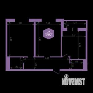 2-к квартира, сданный дом, 67м2, 2/24 этаж