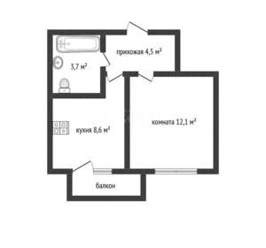 Студия квартира, вторичка, 30м2, 6/9 этаж