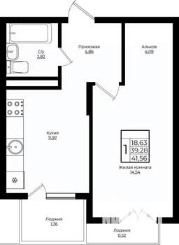 1-к квартира, вторичка, 42м2, 8/10 этаж