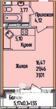 Студия квартира, вторичка, 34м2, 13/21 этаж