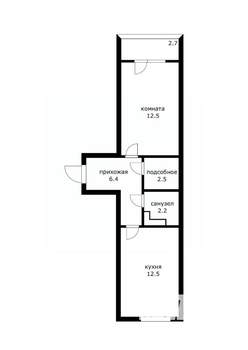 1-к квартира, вторичка, 36м2, 4/4 этаж