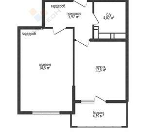 1-к квартира, вторичка, 41м2, 9/20 этаж